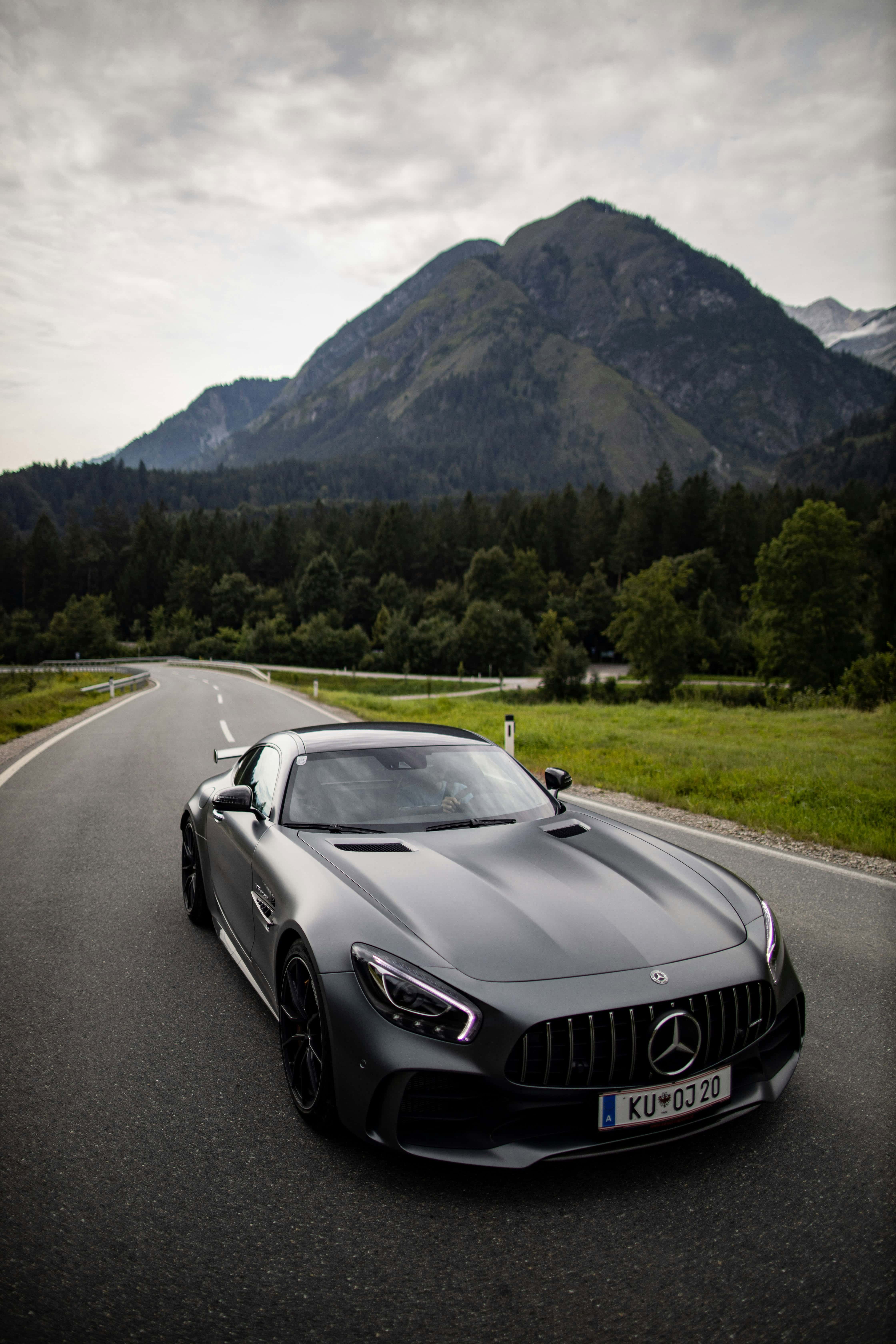 Mercedes-AMG GT supercar in dynamic profile, blending raw power with elegant design